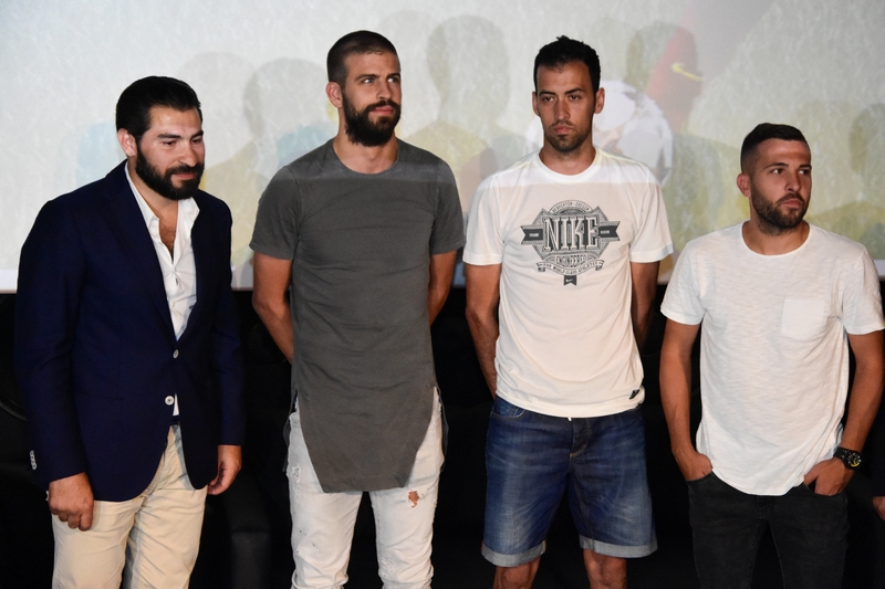 Gerard Pique,Sergio Busquets & Jordi Alba at CCBe